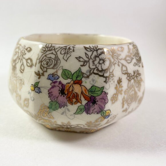 Set of two James Kent sugar bowl H&K Tunstall chintz nut dish pin dish - Picture 7 of 9